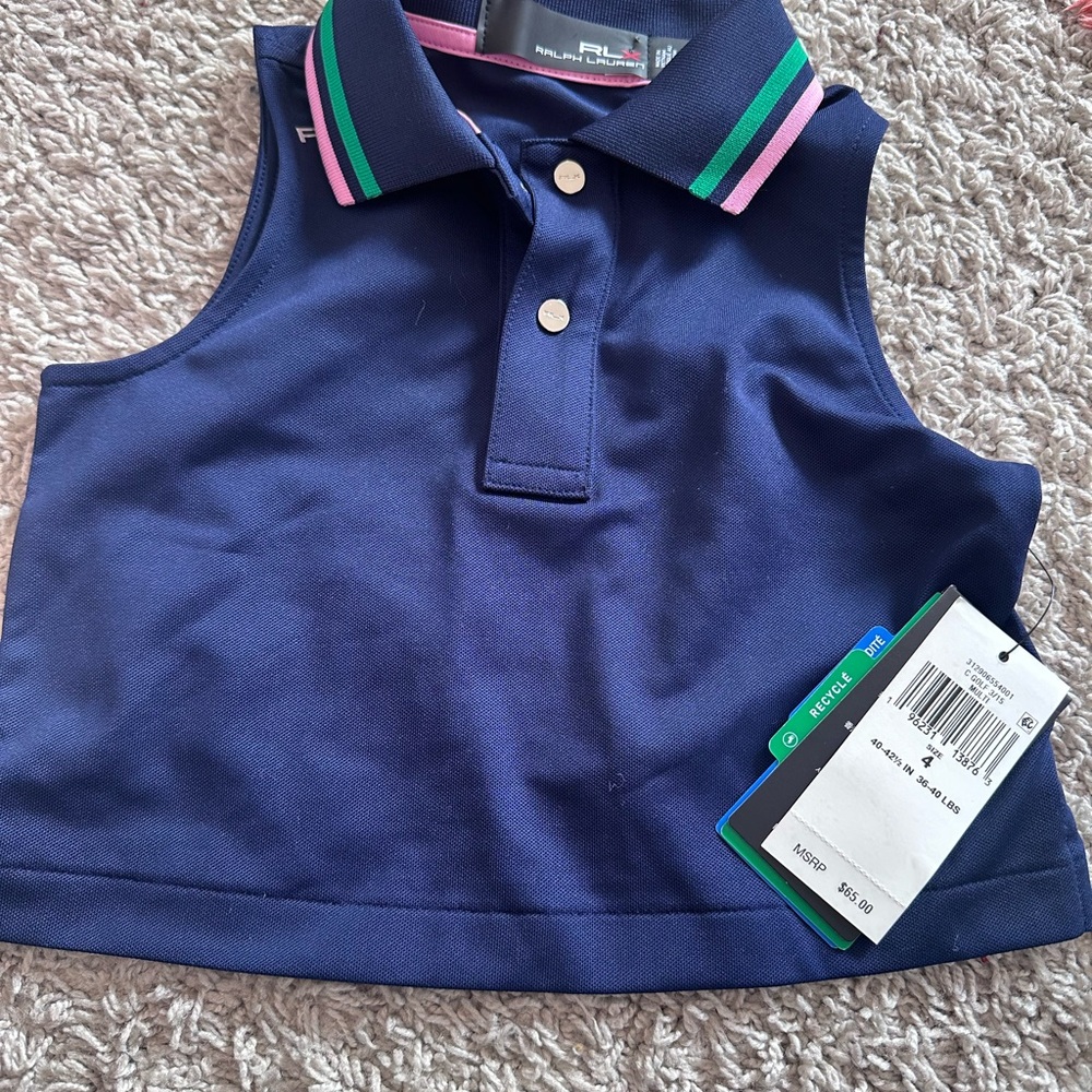 RLX Ralph Lauren Navy Polo Crop Top for Kids